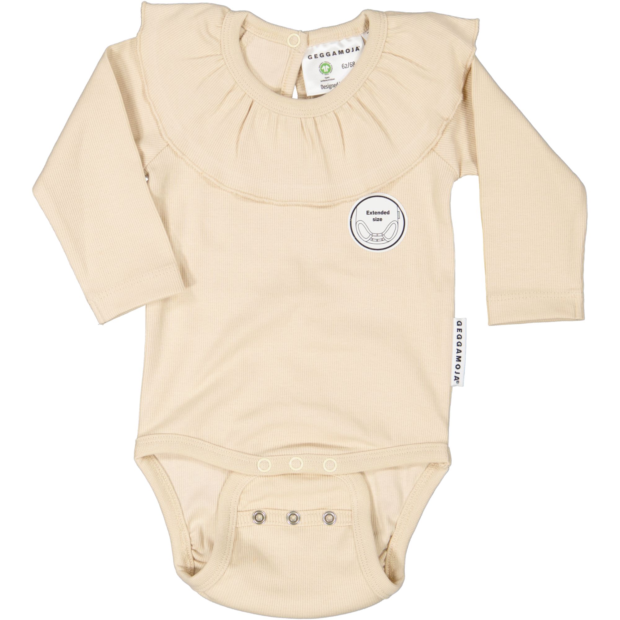 Body med volang Bomullsribb Beige 50/56