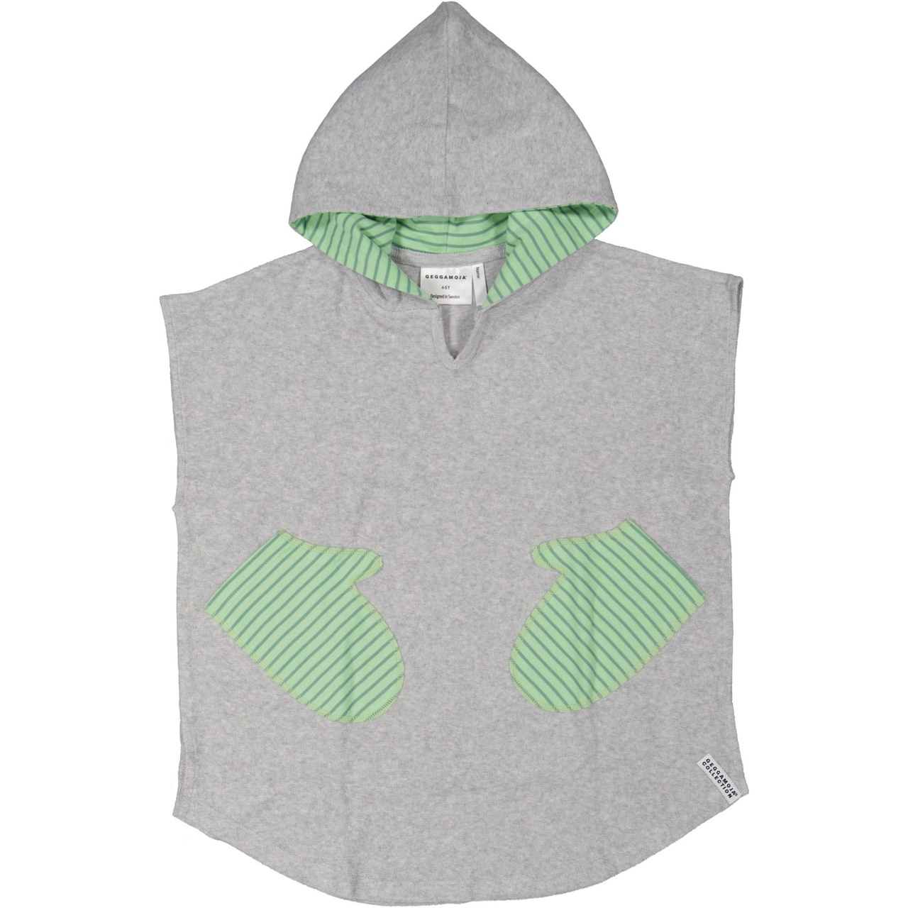 Terry Poncho Grey/green str 2-4 Y