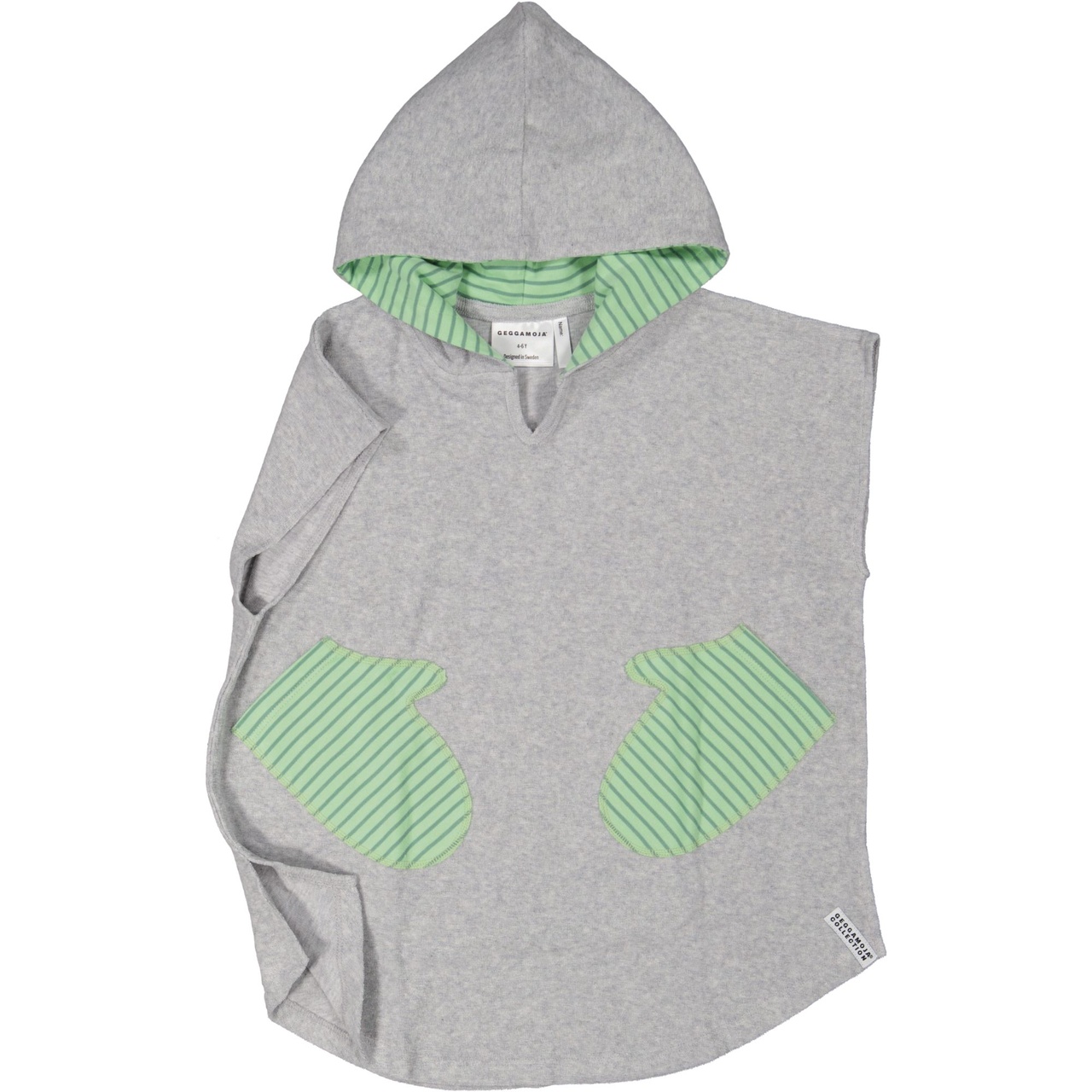 Terry Poncho Grey/green str 2-4 Y
