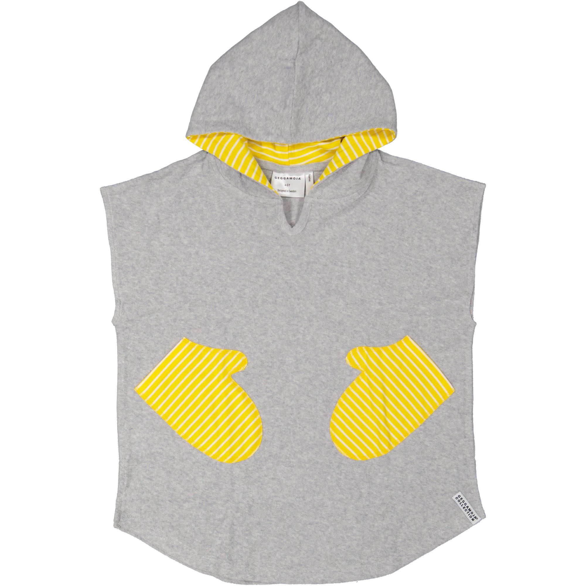 Terry Poncho Grey/yellow str 4-6 Y