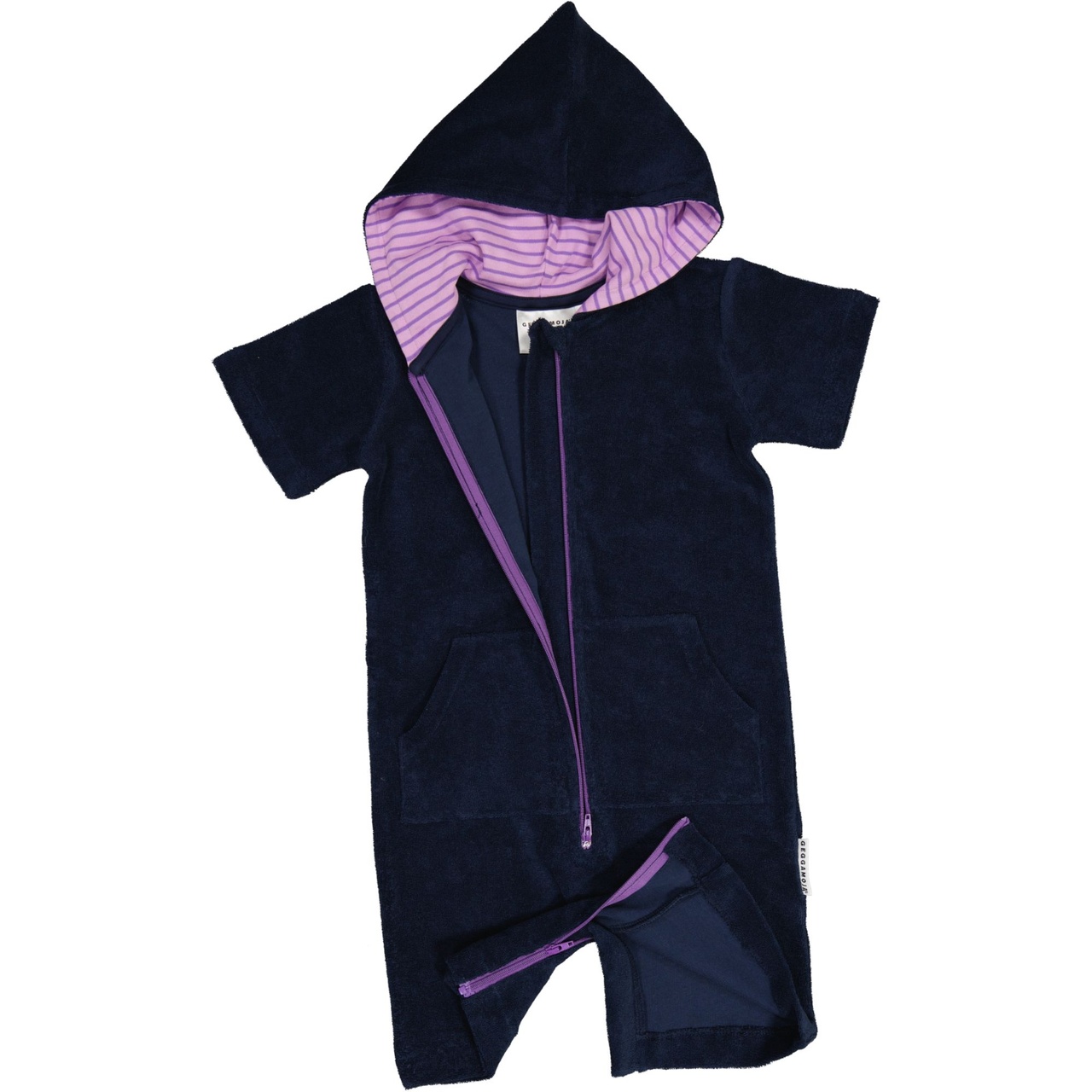 Terry suit Navy/purple str 146/152