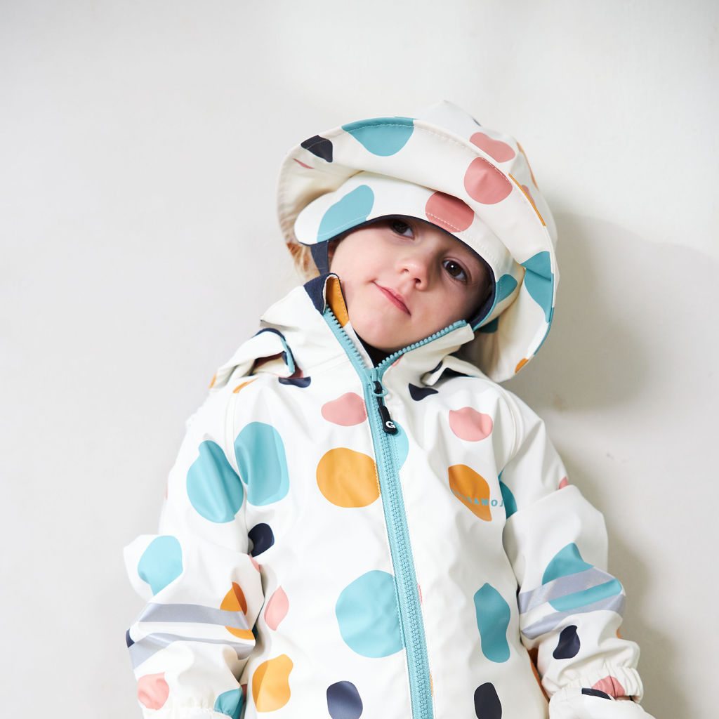 Rain hat fleece Multi dots beige