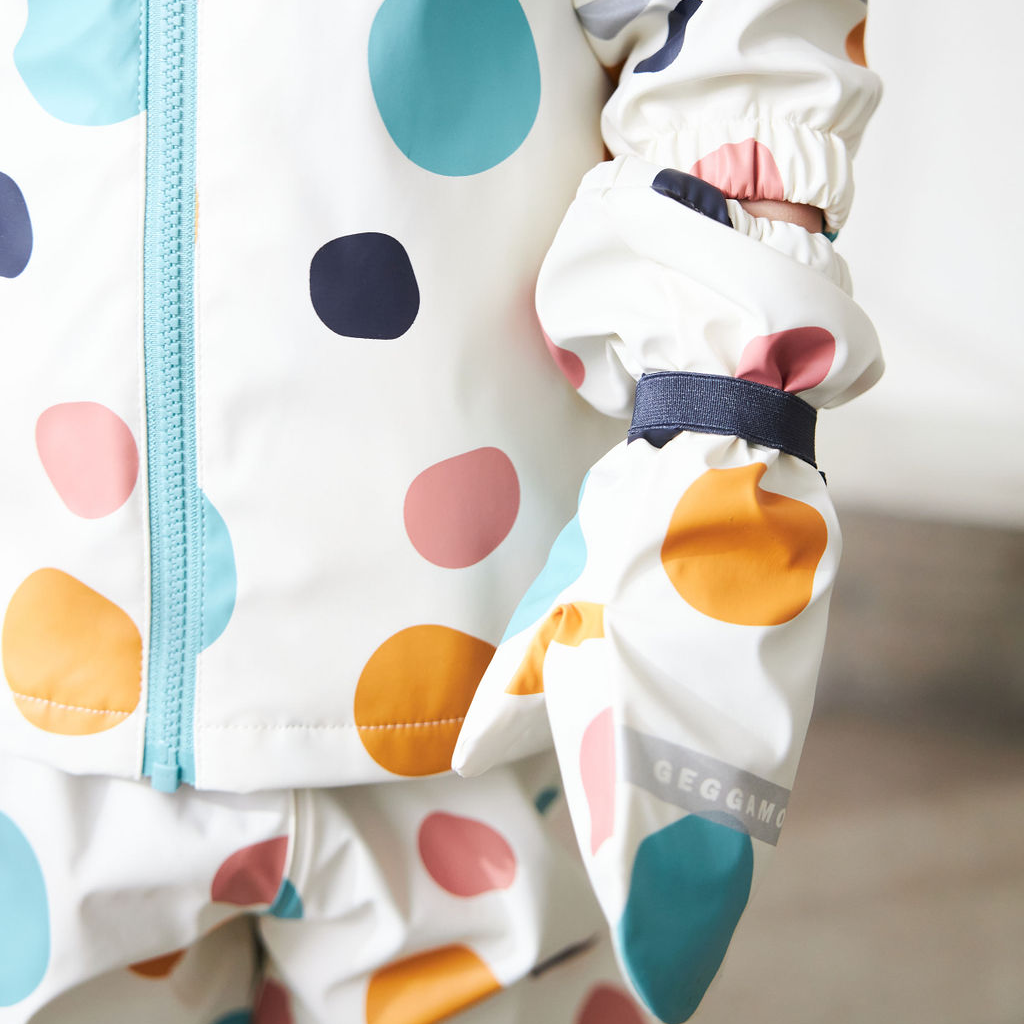 Rain mitten fleece Multi dots beige 6-8