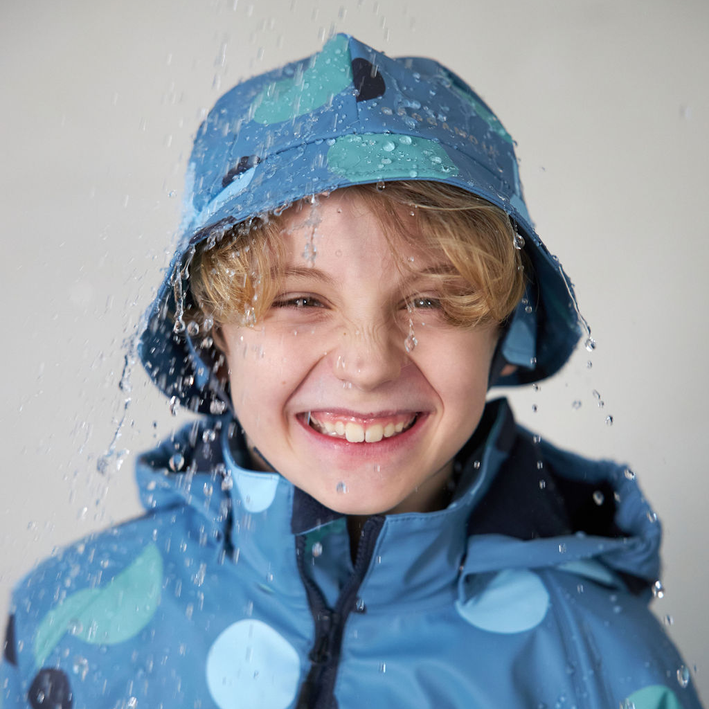 Rain hat fleece Multi dots blue