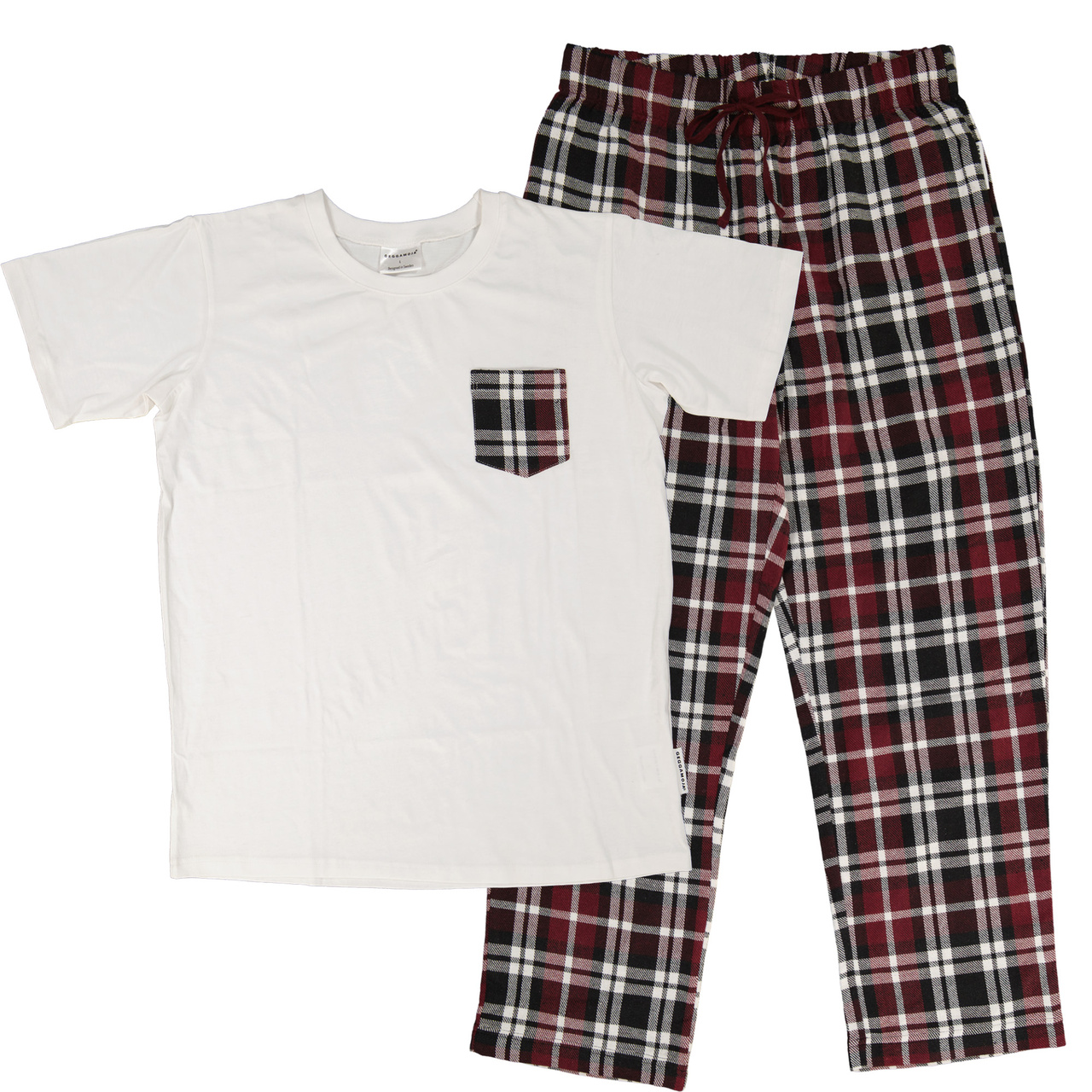 Flannel twp piece pyjamas adult Burgundy check XL