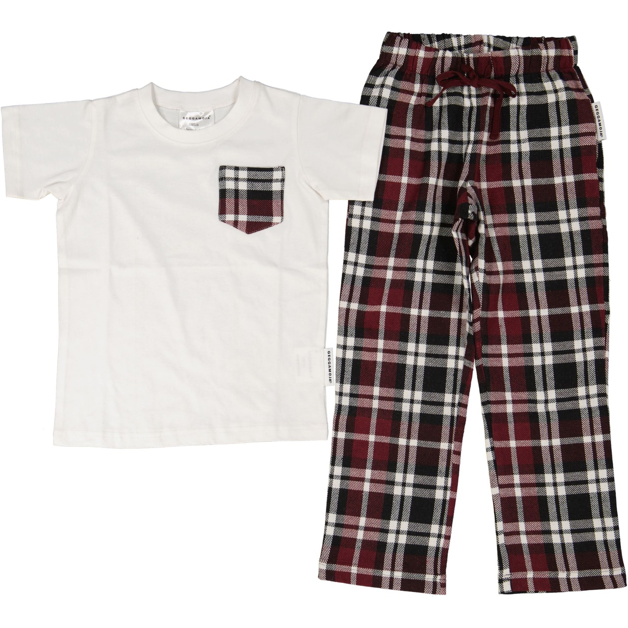 Flannel twp piece pyjamas kids Burgundy check 110/116