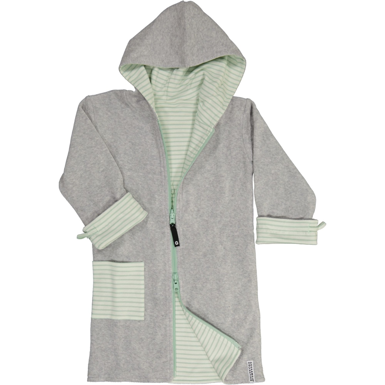 Teen Bathrobe Grey/L.green str 170