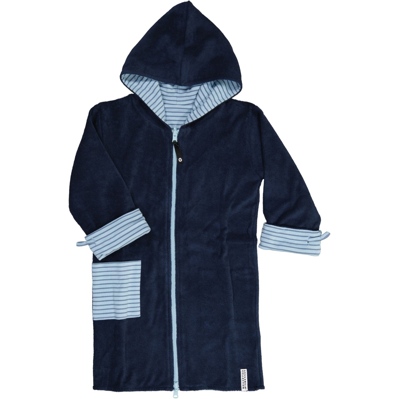 Kids Bathrobe Navy blue stripe Geggamoja