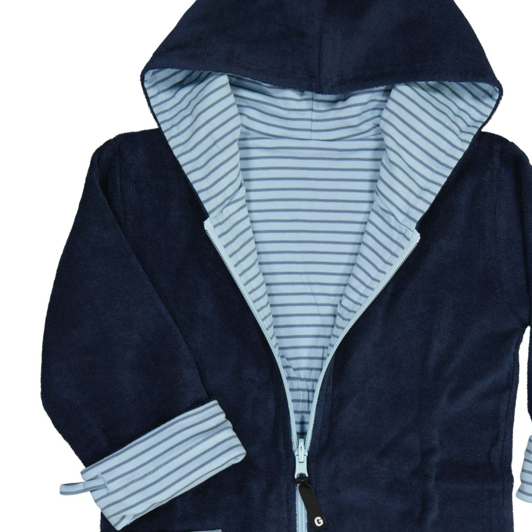 Teen Bathrobe Navy/blue stripe