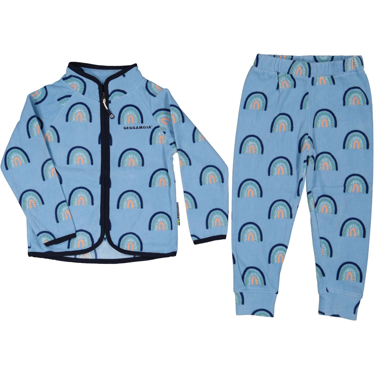 Fleece set L.blue rainbow 122/128