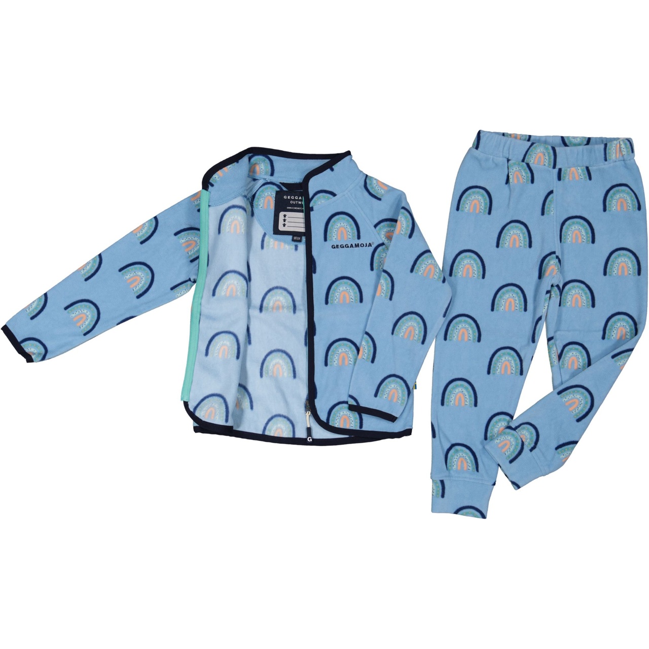 Fleece set L.blue rainbow 122/128
