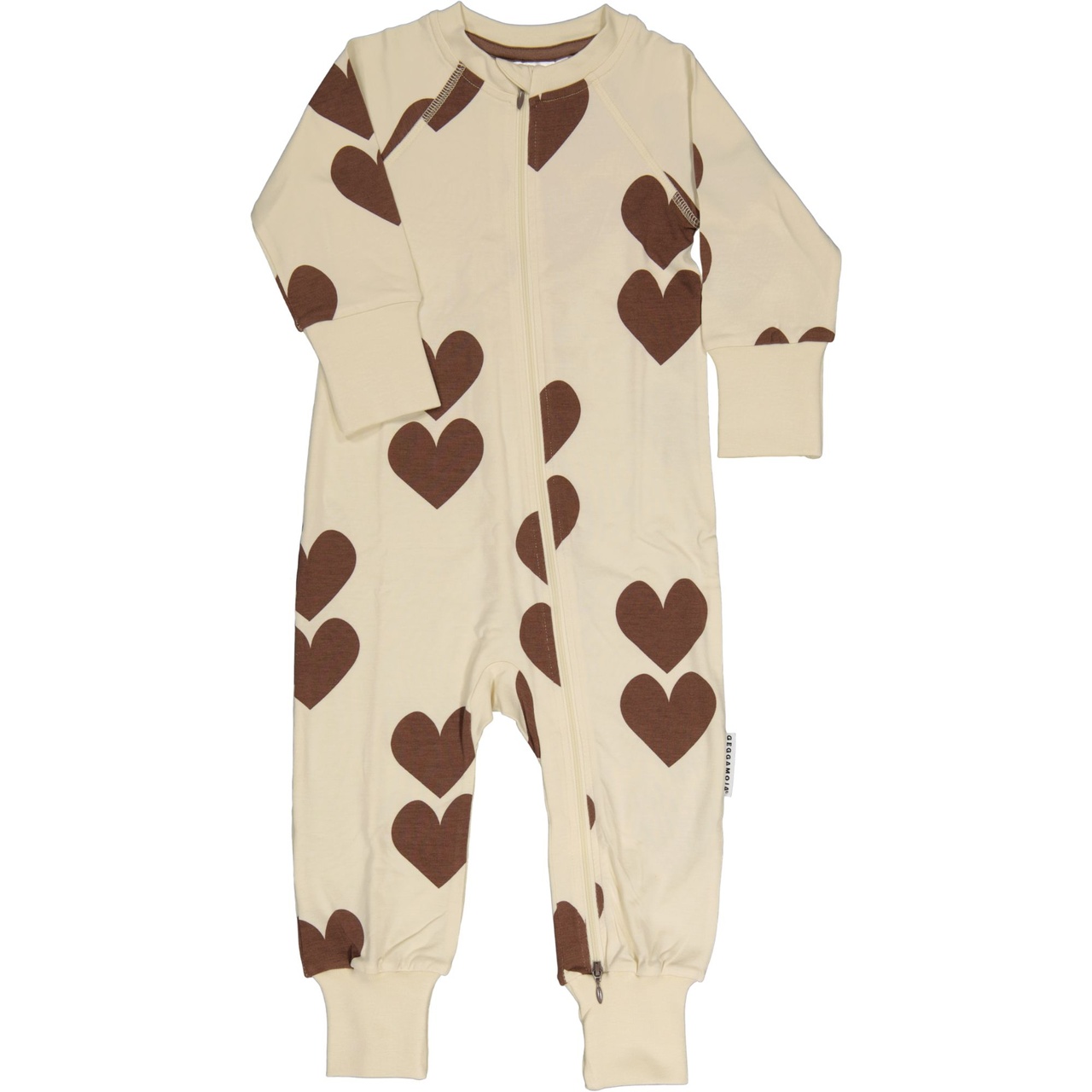 Bamboo two way zip pyjamas Brown heart 74/80