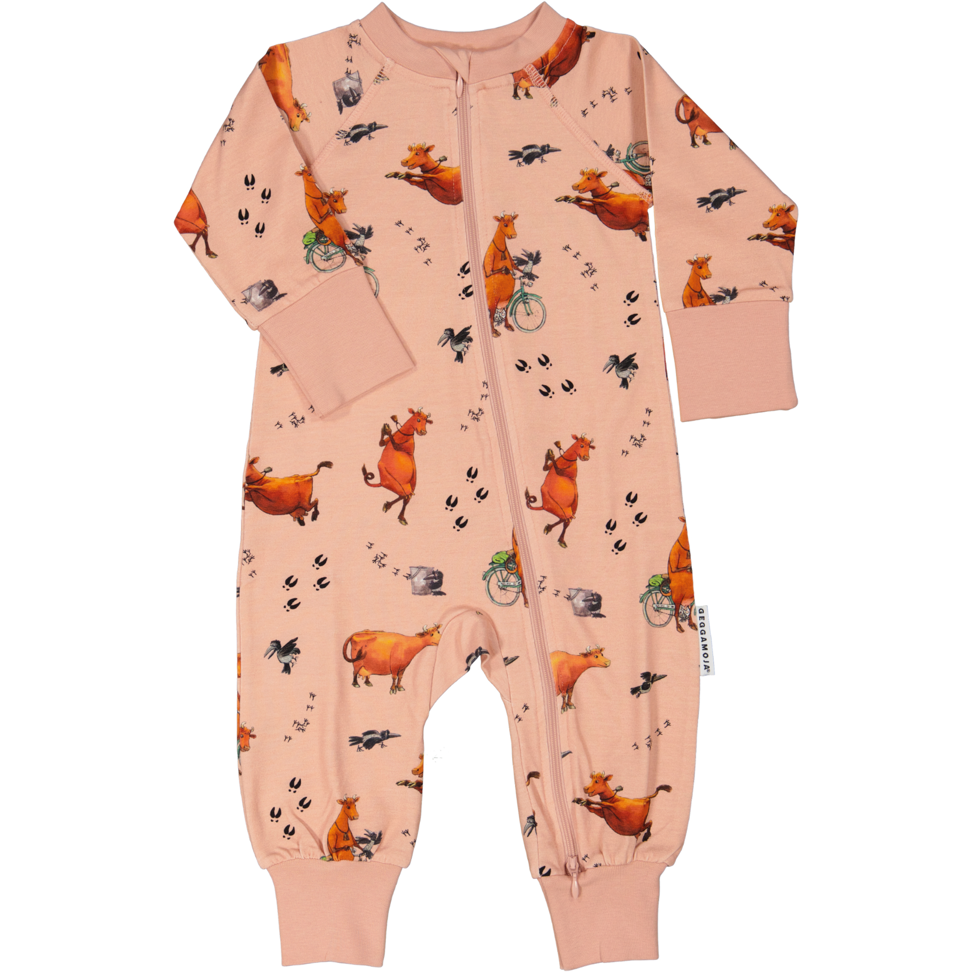 Mamma Moo and Crow two way zip pyjamas Blush pink