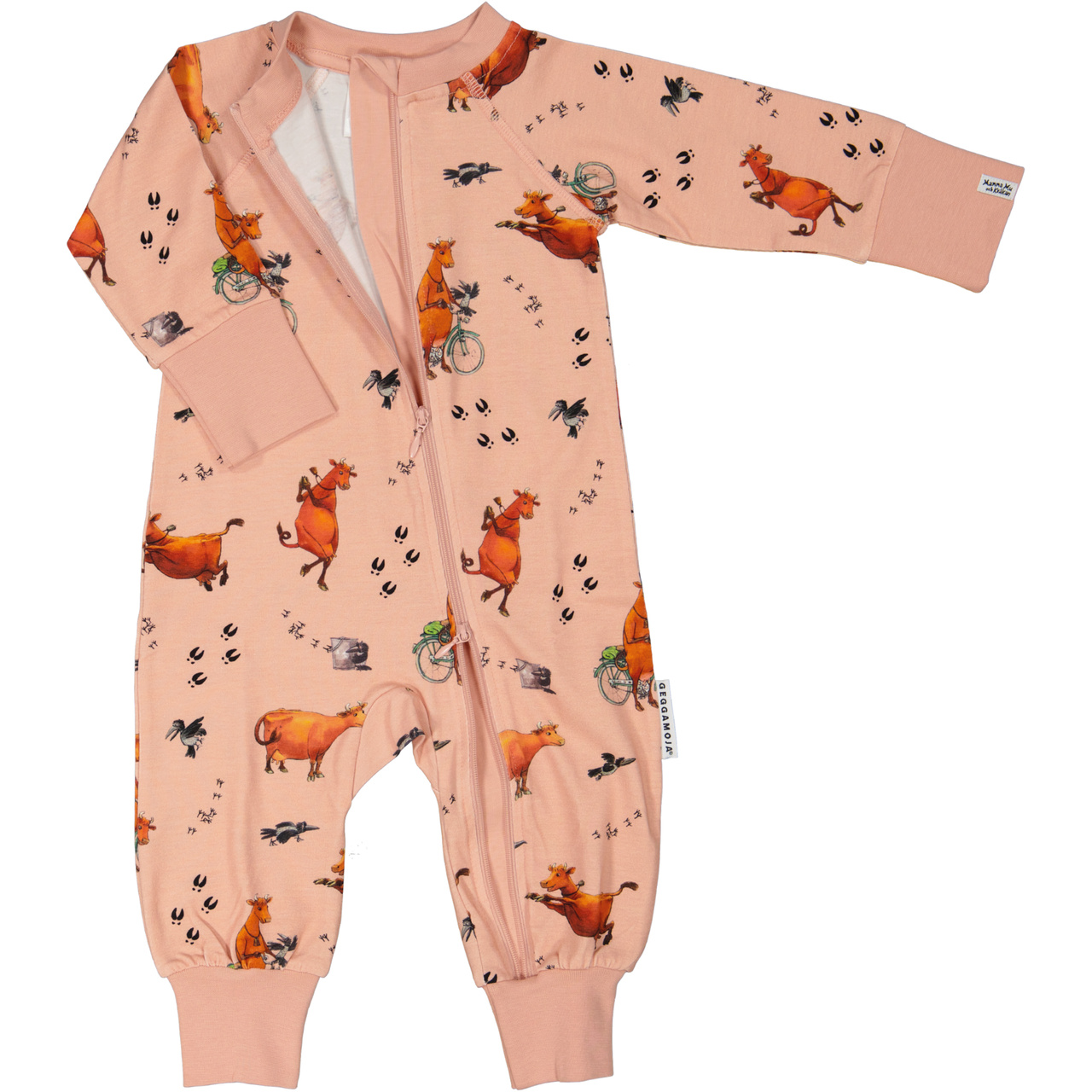 Mamma Moo and Crow two way zip pyjamas Blush pink  110/116