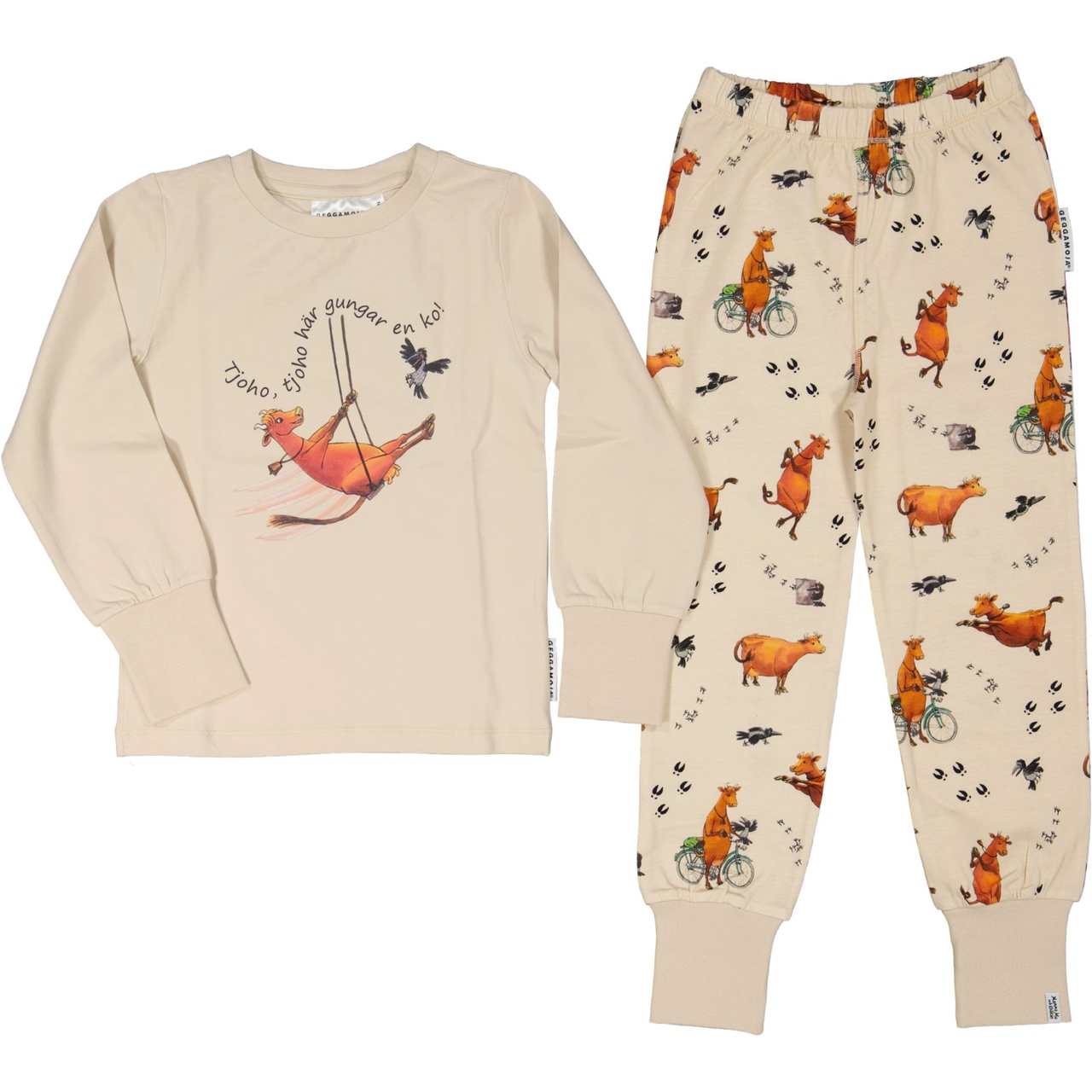 Mamma Moo and Crow two piece pyjamas Beige  74/80