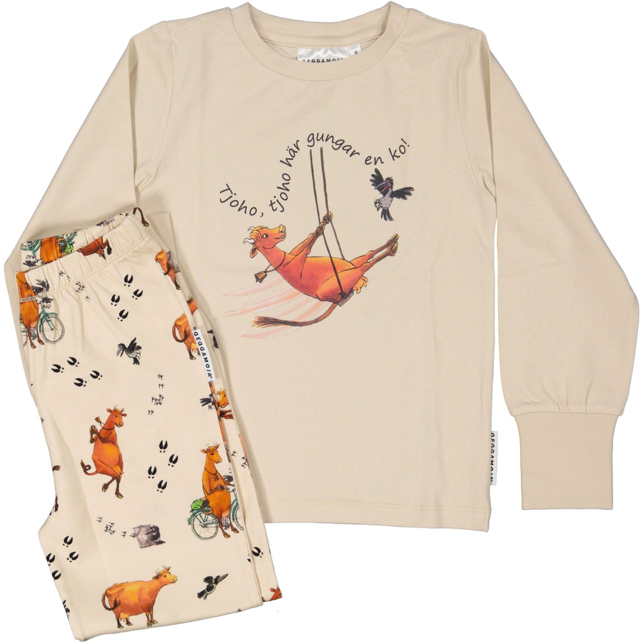 Mamma Moo and Crow two piece pyjamas Beige  74/80