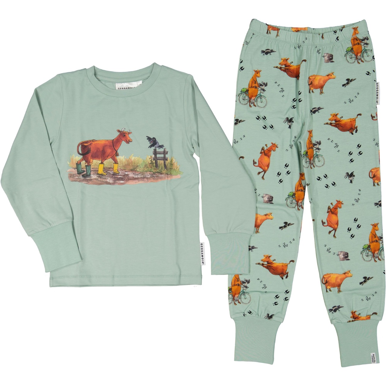 Mamma Moo and Crow two piece pyjamas Frosty green  122/128