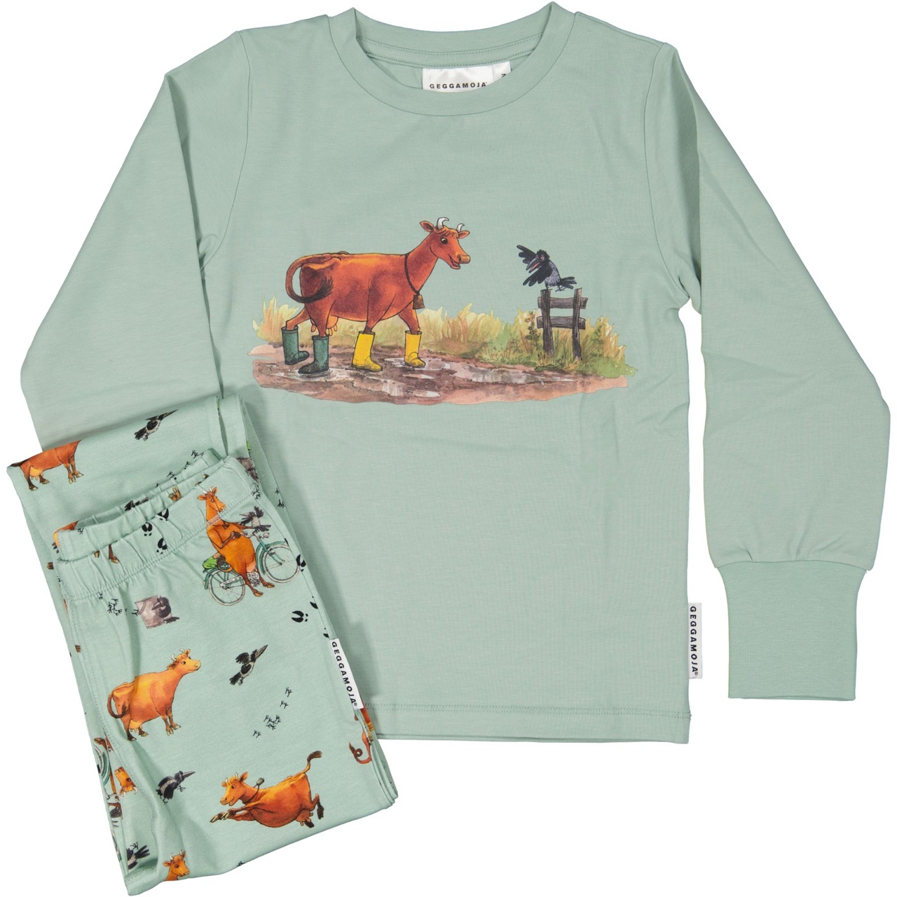 Mamma Moo and Crow two piece pyjamas Frosty green  122/128