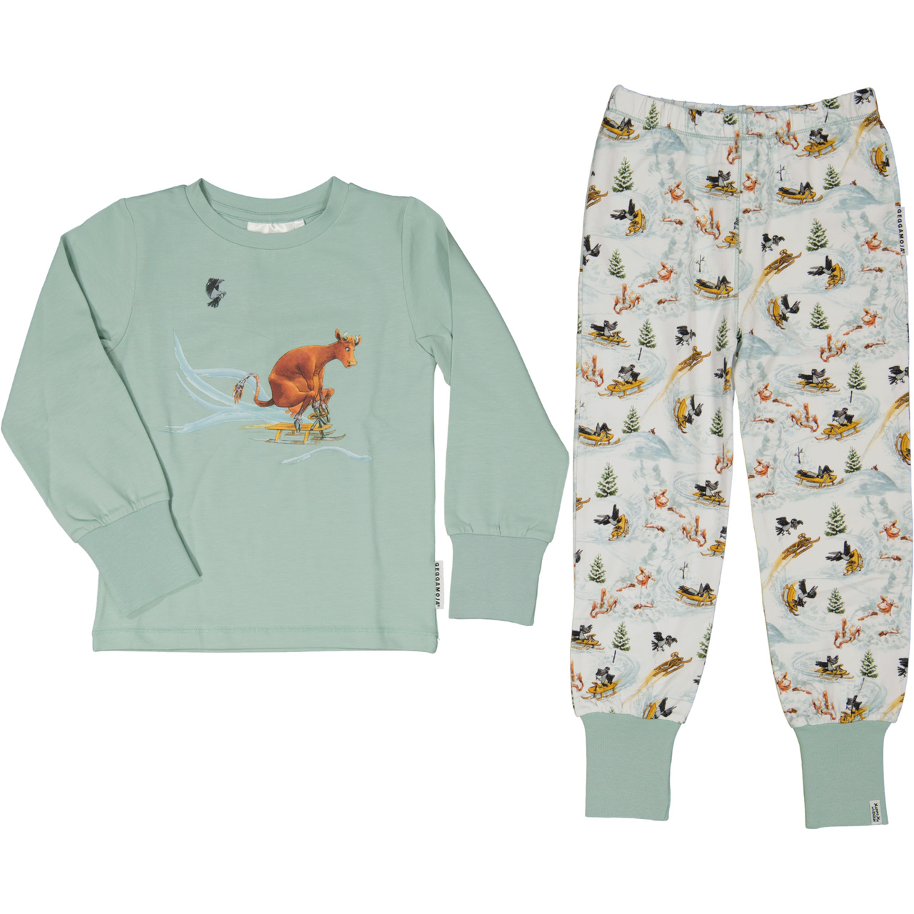 Mamma Moo and Crow two piece pyjamas White snow  122/128