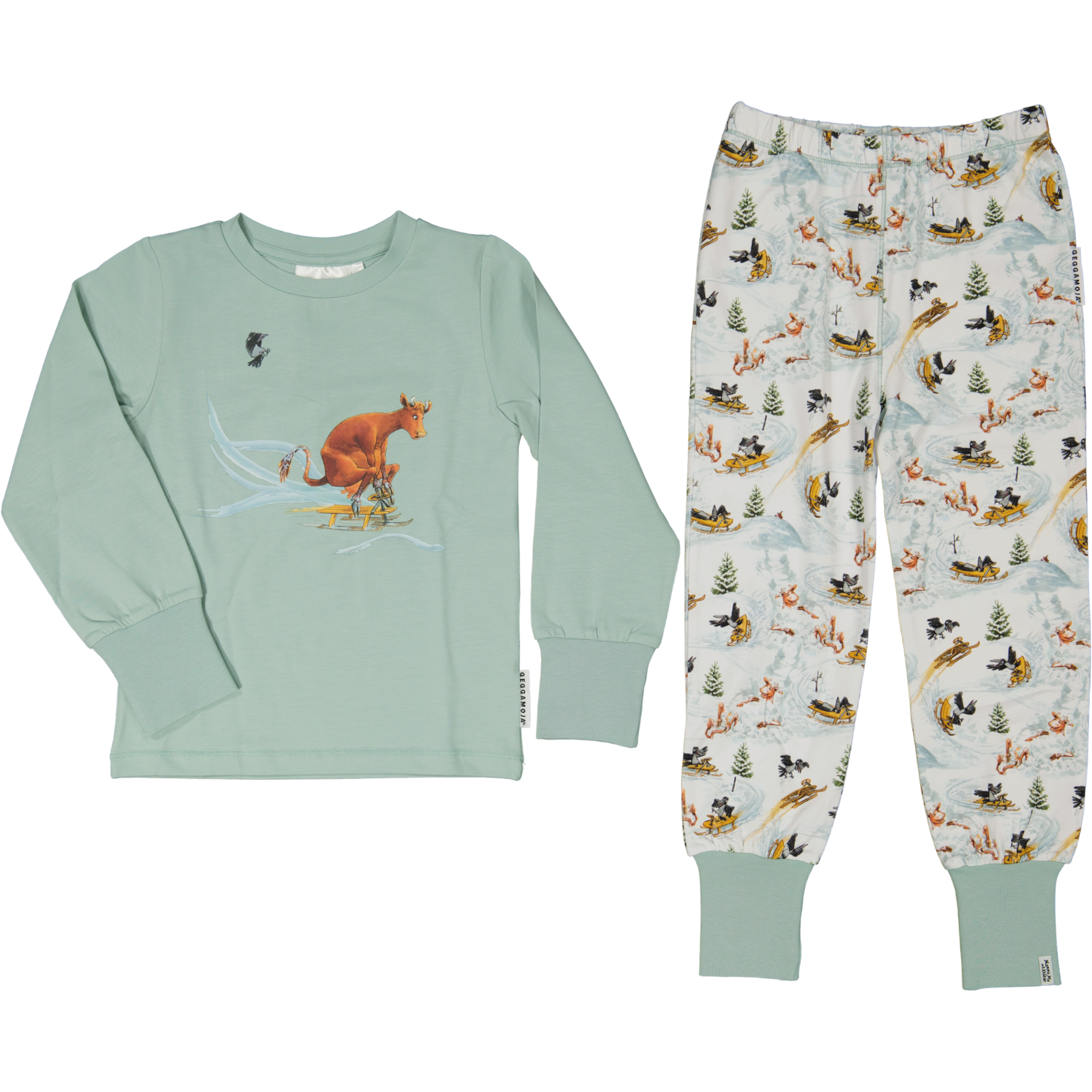 Mamma Moo and Crow two piece pyjamas White snow