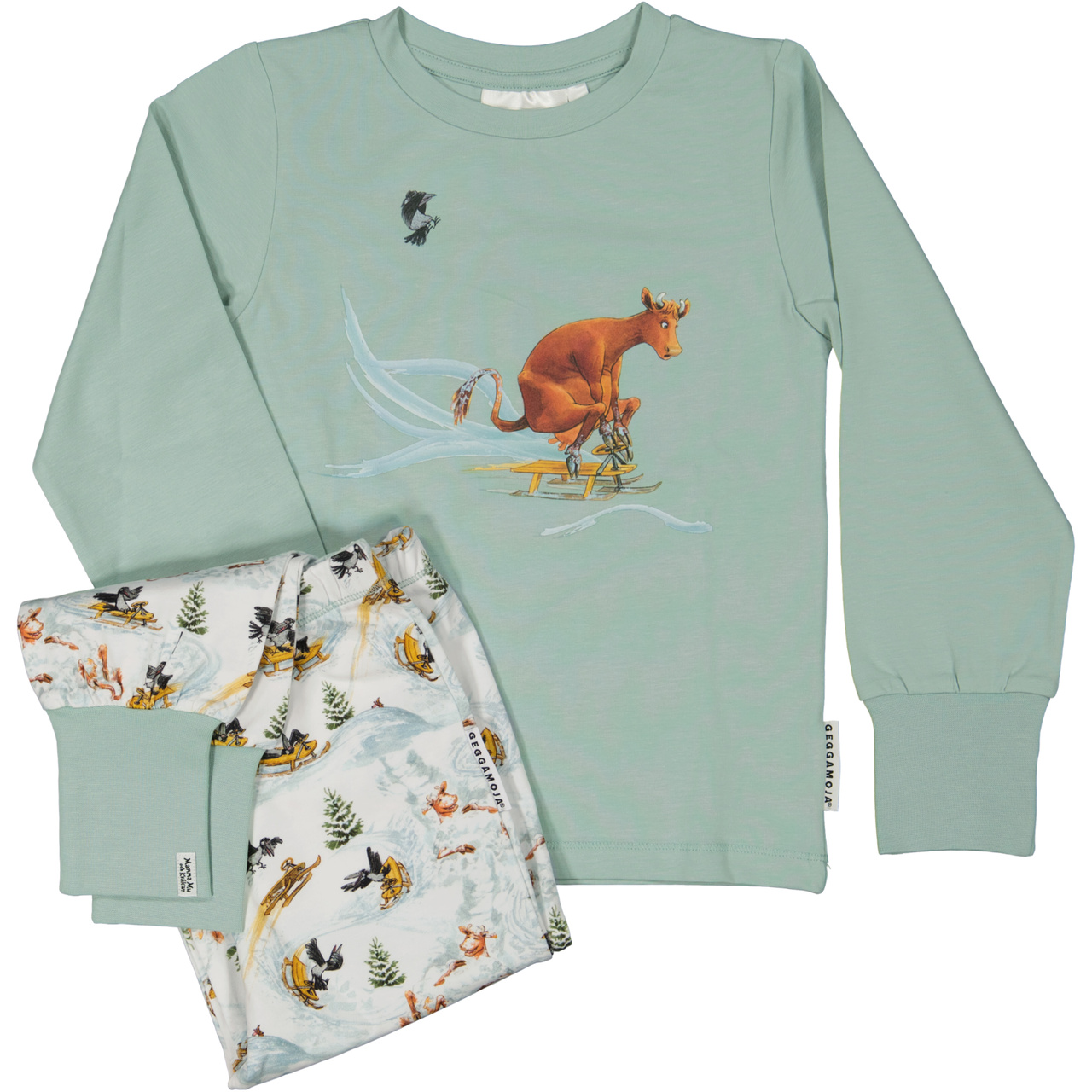 Mamma Moo and Crow two piece pyjamas White snow  74/80