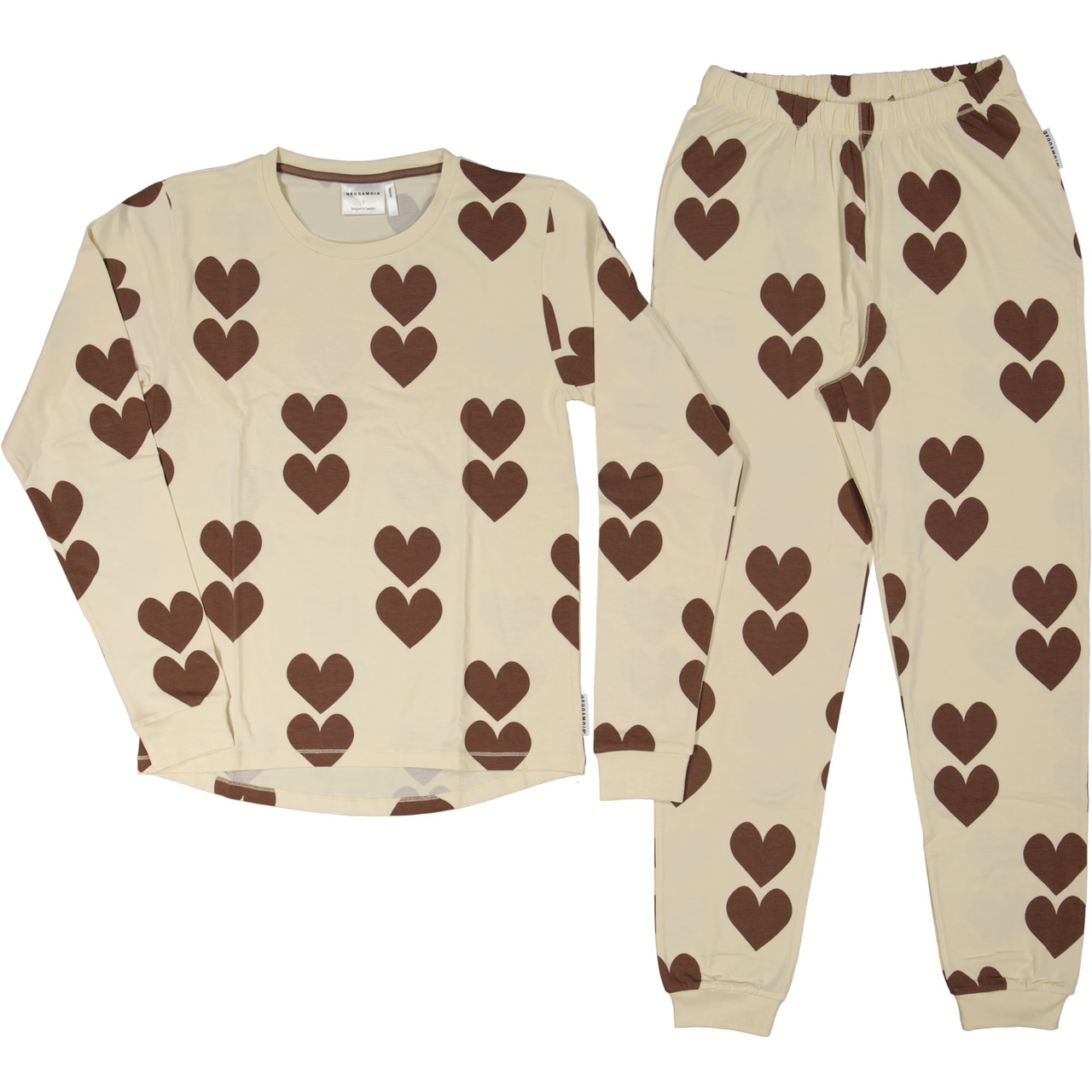 Bamboo adult pyjamas Brown heart  L