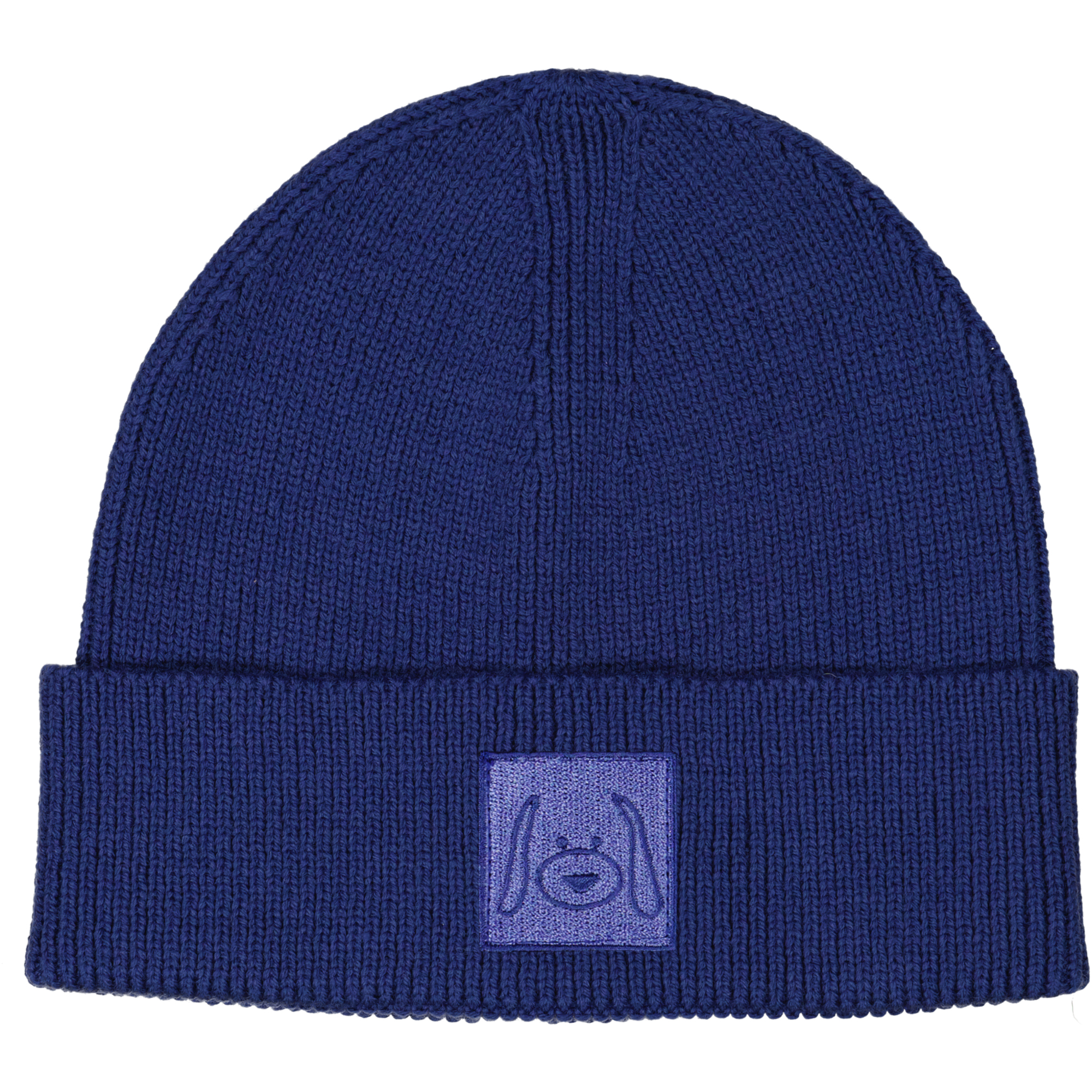 Knitted beanie patched Blue