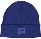 Knitted beanie patched Blue