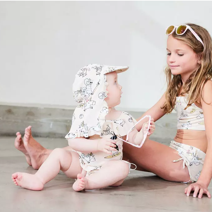 UV Hat Beige unicorn 2-6Y