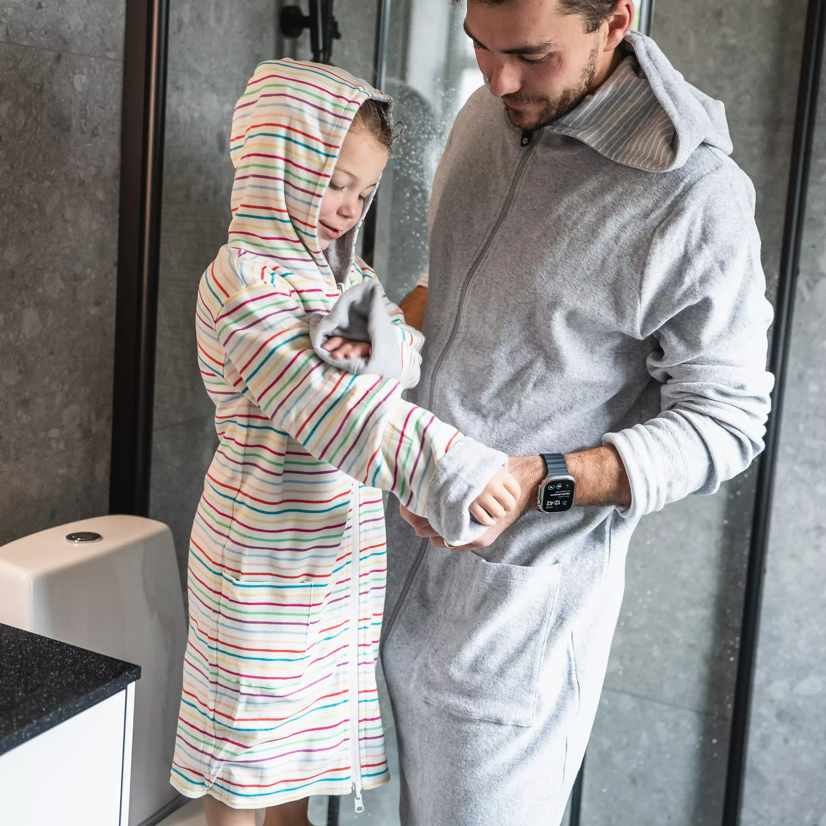 Kids Bathrobe Grey/multi str