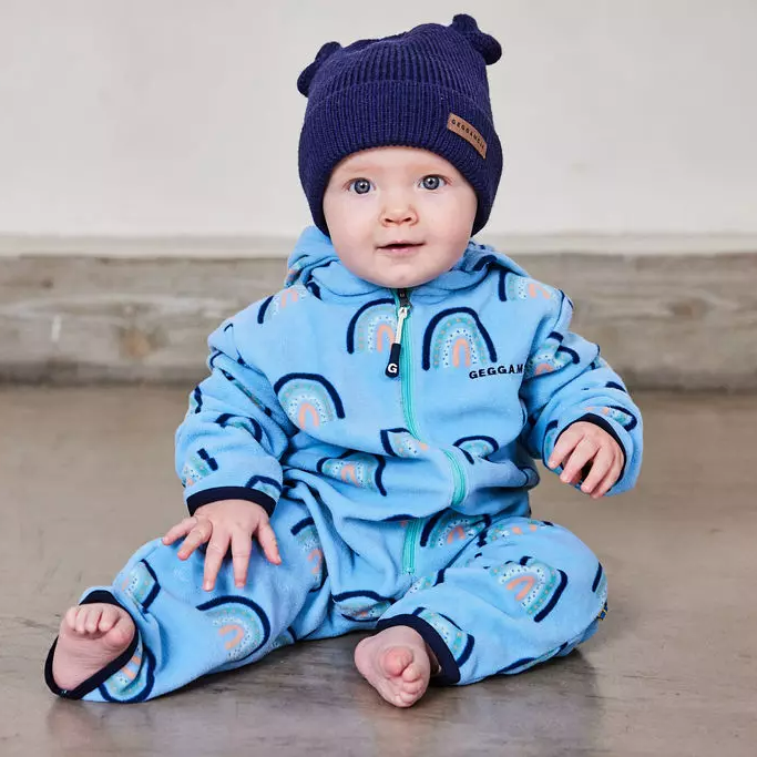 Fleece overall L.blue rainbow