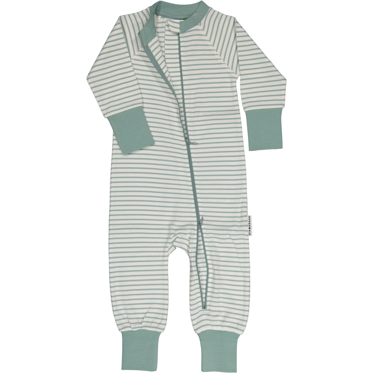 Pyjamas two way zip L.green/offwhite 98/104