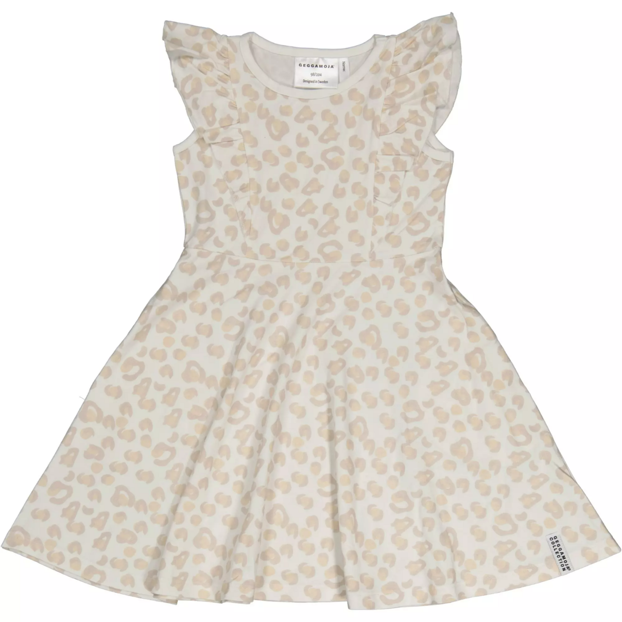 Bamboo summer flared dress Soft beige leo 122/128