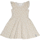 Bamboo summer flared dress Soft beige leo 122/128