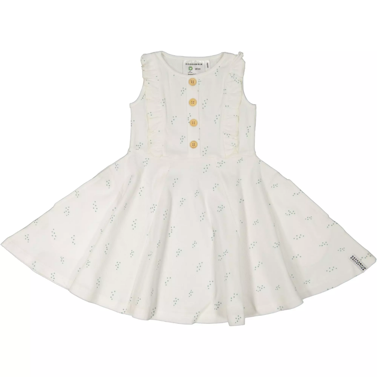 Summer flounce dress Tiny green dot 98/104