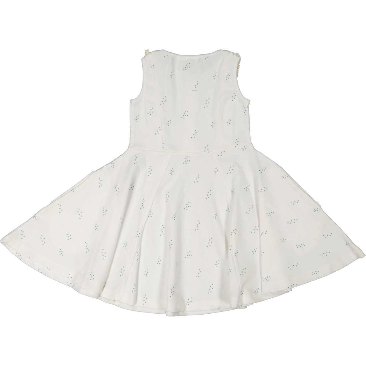 Summer flounce dress Tiny green dot 122/128