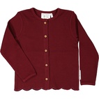 Cardigan bomullsribb Vinröd 146/152