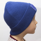 Knitted beanie patched Blue Adult