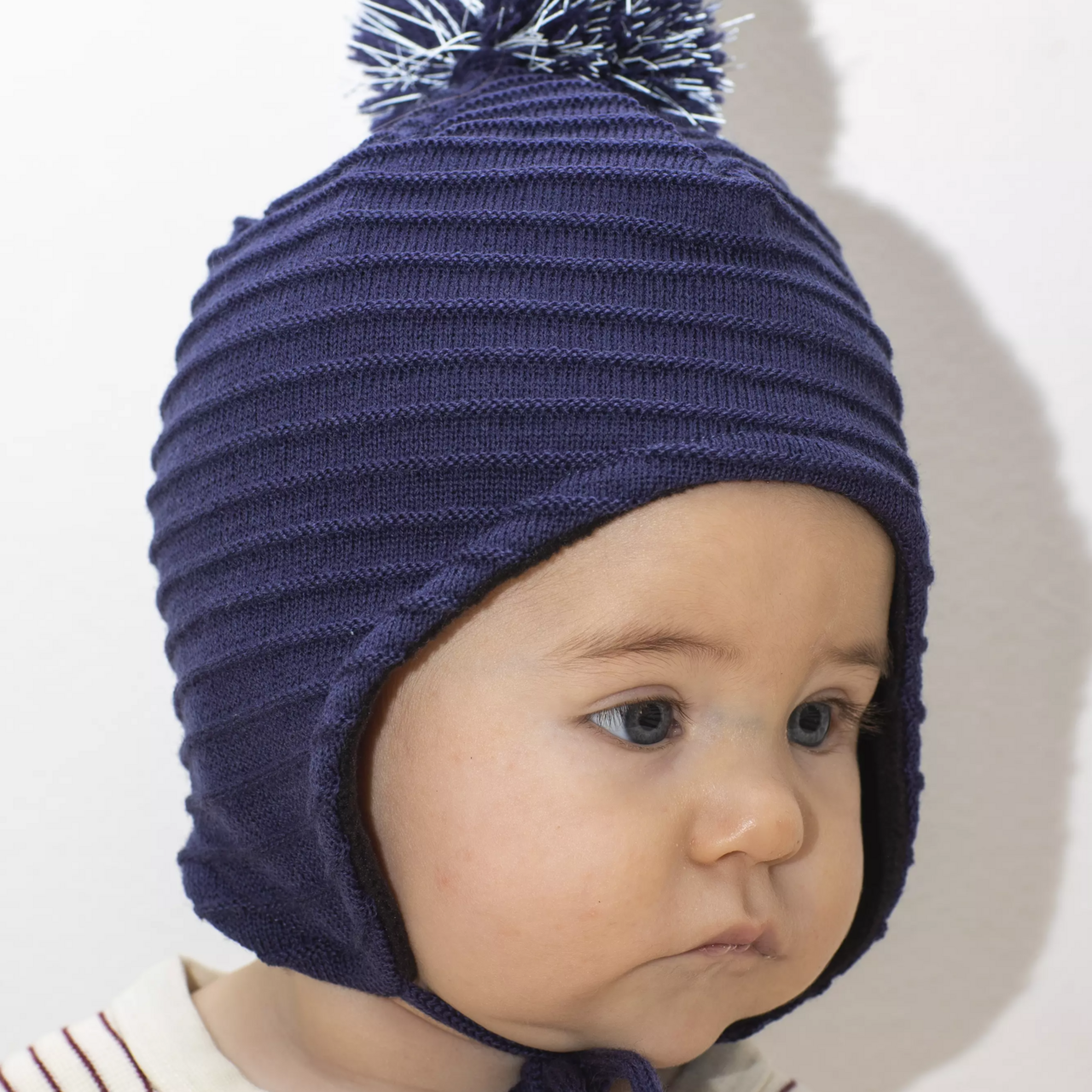 Knitted helmet hat Navy  10m-2Y