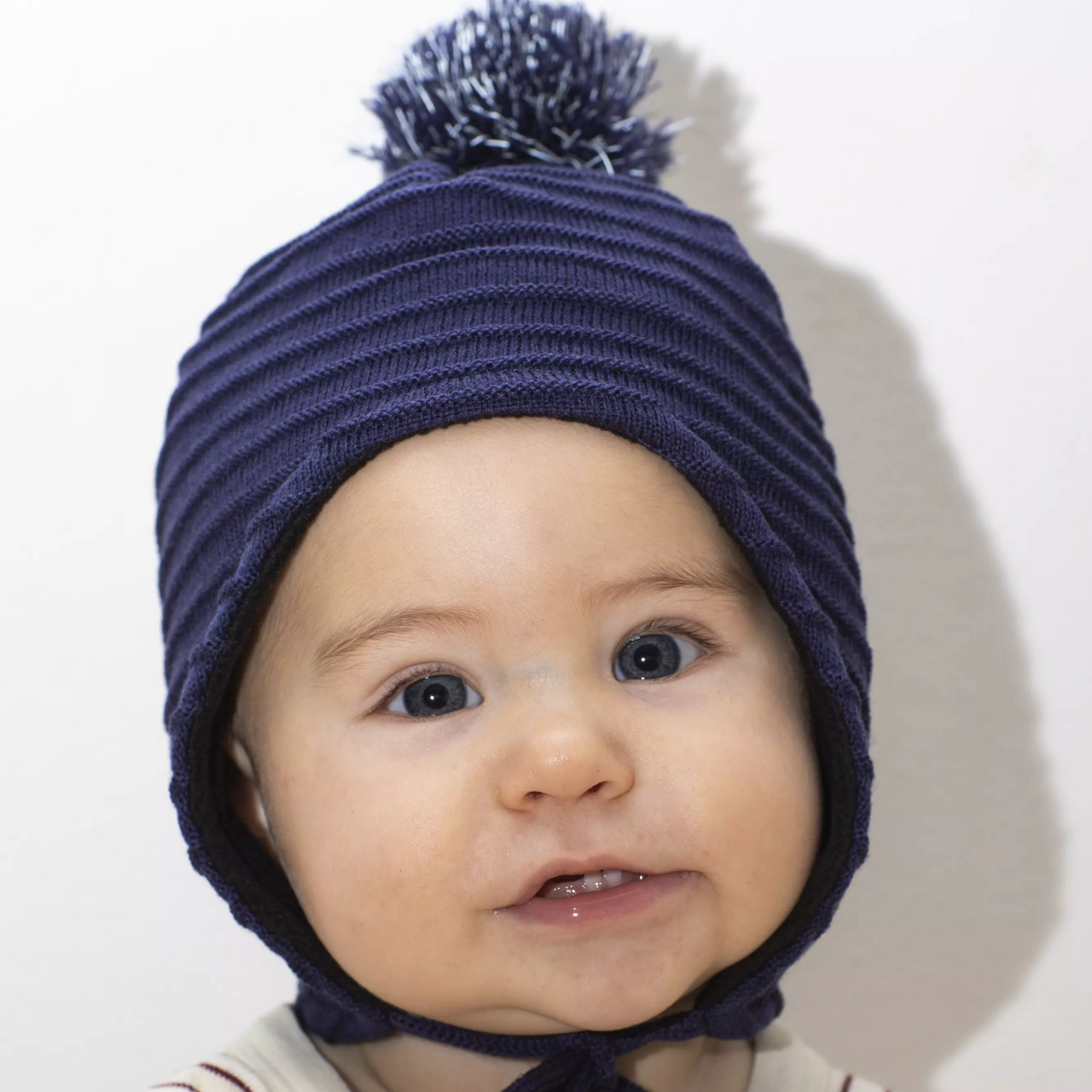 Knitted helmet hat Navy  0-4M