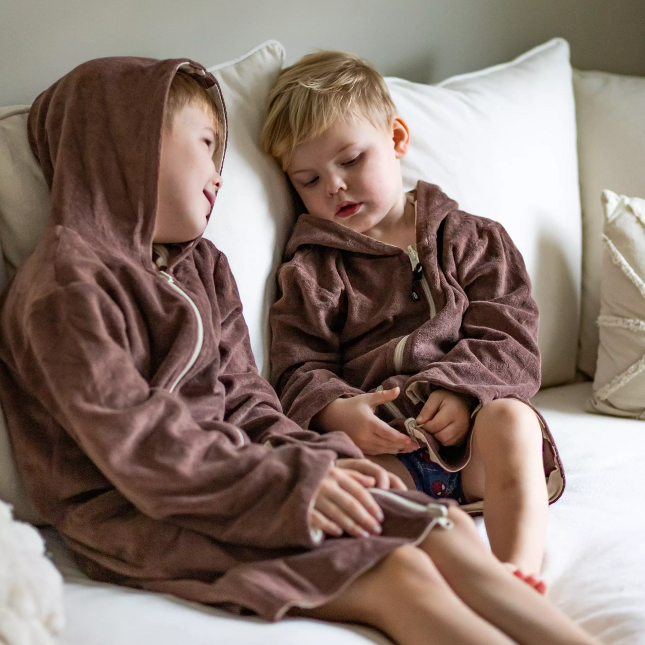Kids bathrobe Brown heart  74/80