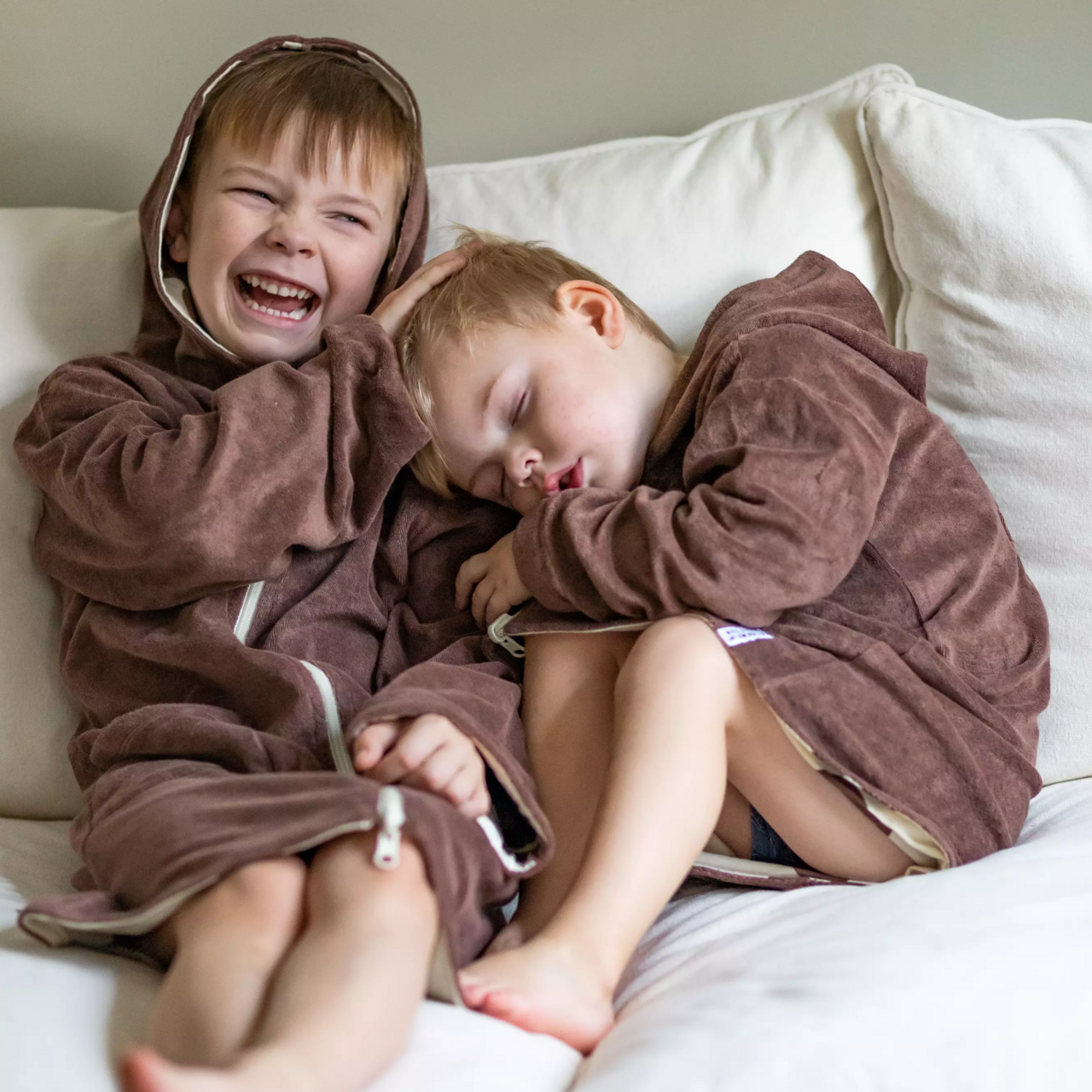 Kids bathrobe Brown heart  74/80