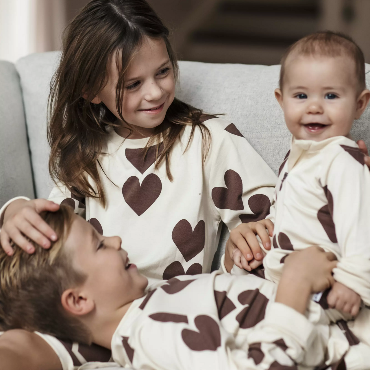 Bamboo two piece pyjamas Brown heart 86/92