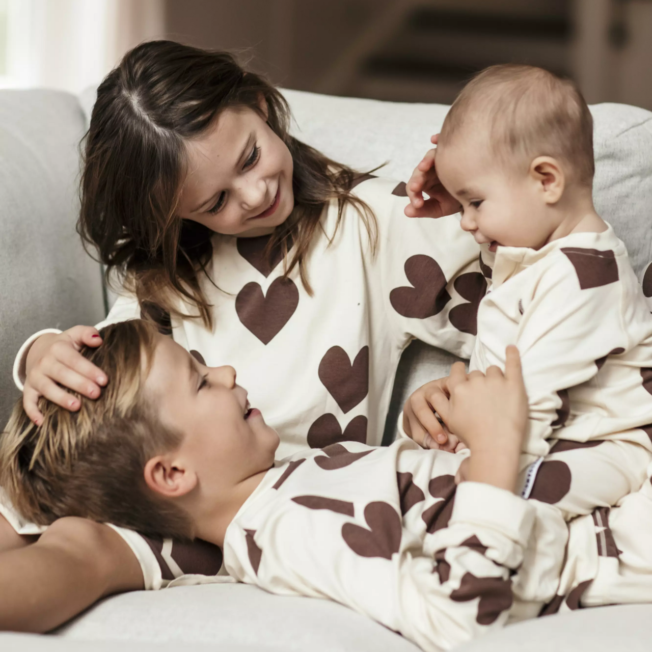 Bamboo two piece pyjamas Brown heart 134/140