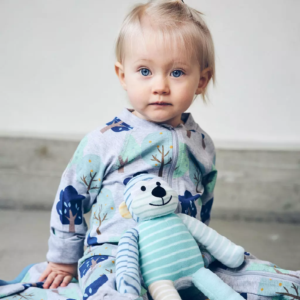 Bamboo two way zip pyjamas Trees