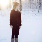 Cardigan bomullsribb Vinröd 146/152