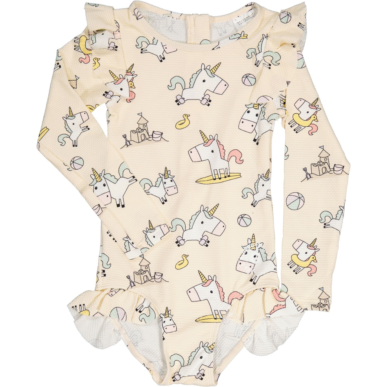 UV Swim suit L.S Beige unicorn 134/140