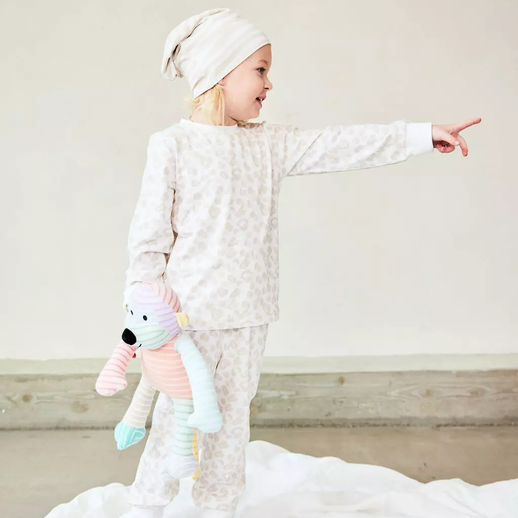 Bamboo two pcs pyjamas Soft beige leo