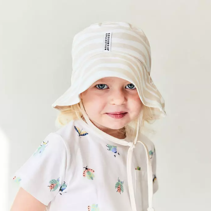 Bamboo Sunny hat Soft beige zebra  2-6Y