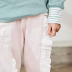 Flounce pant L.pink/offwhite